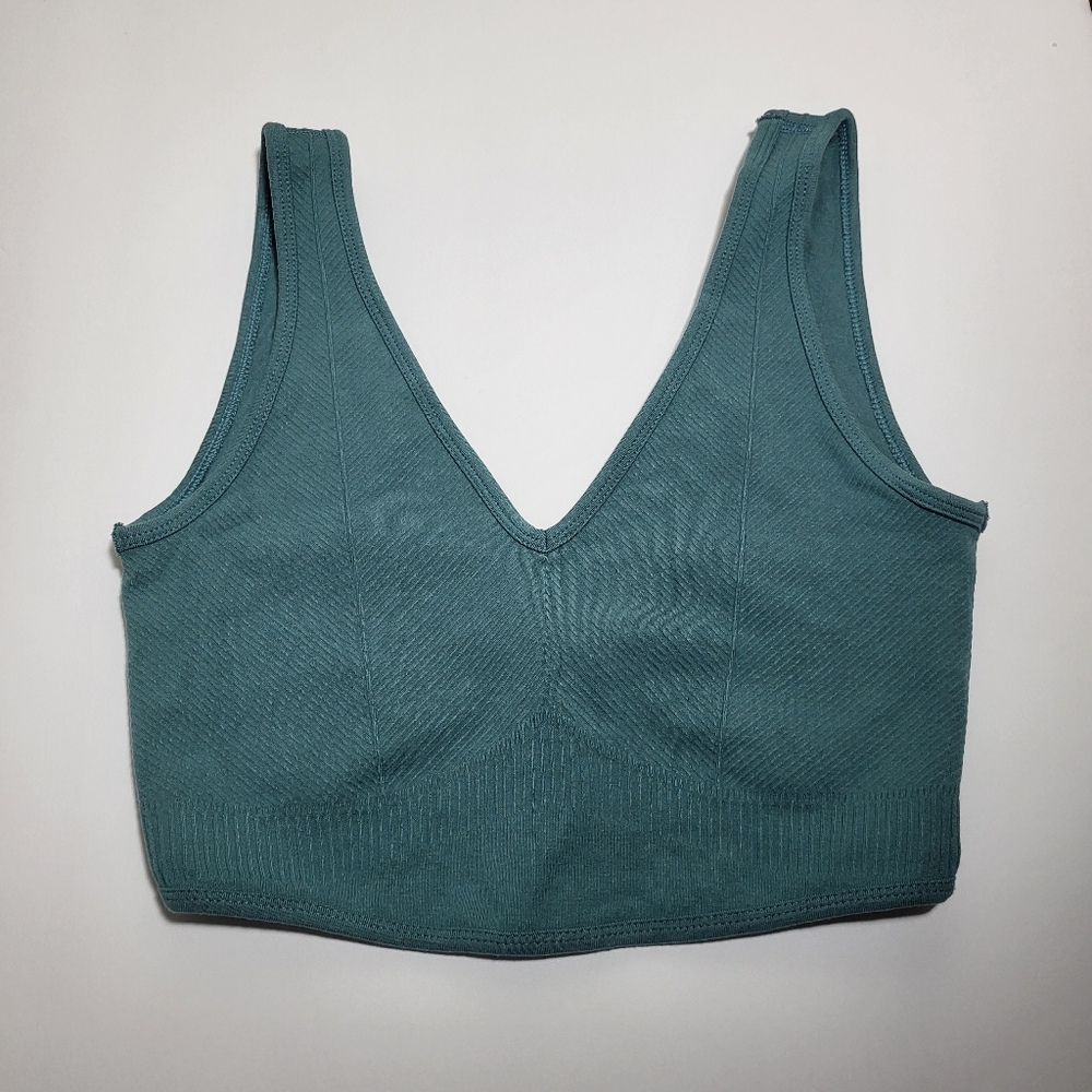 Gymshark Rest Day Seamless Bralette  In Charred Blue Size Medium
